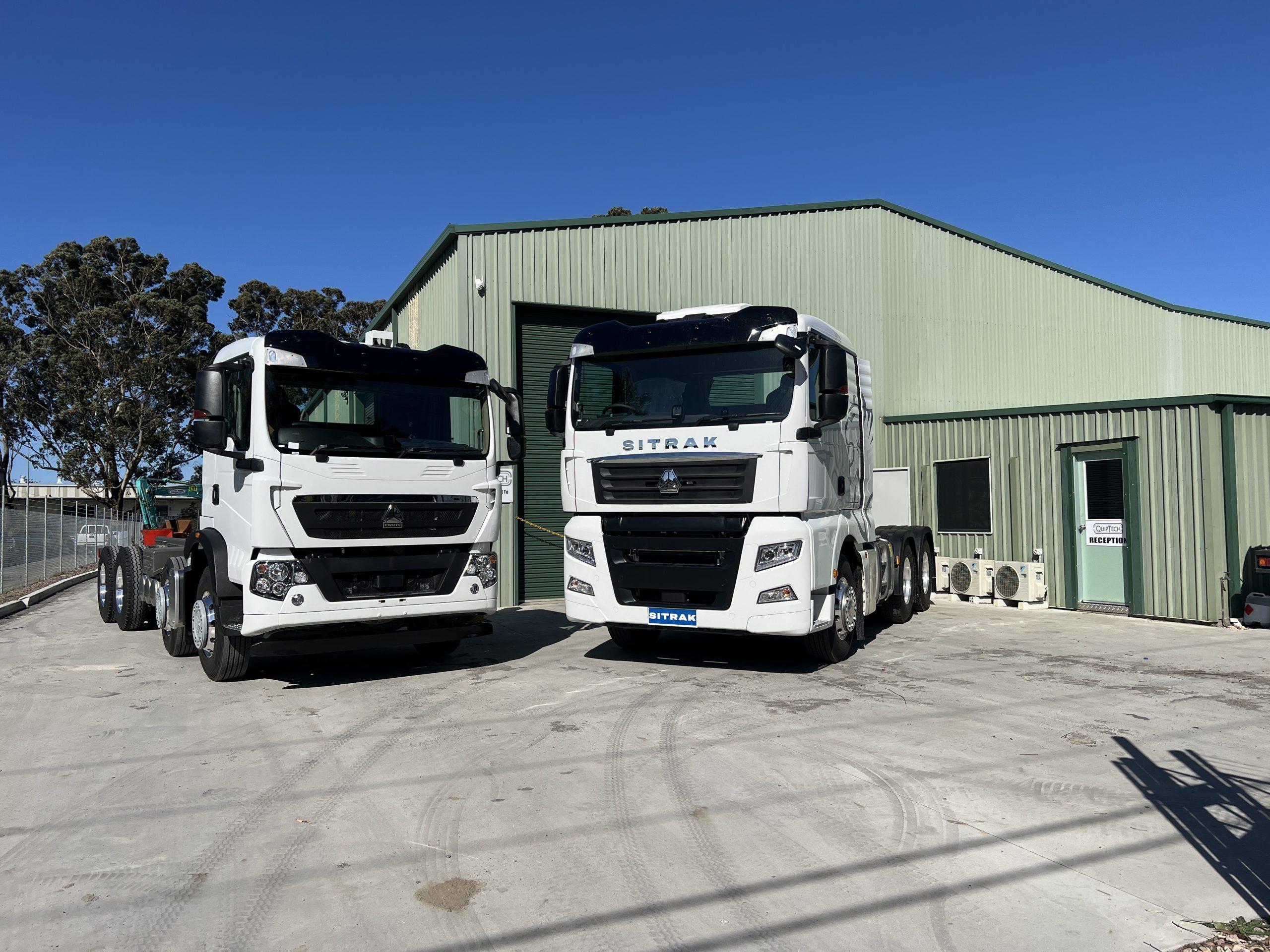 Two Sitrak trucks parked at the Newcastle dealership
